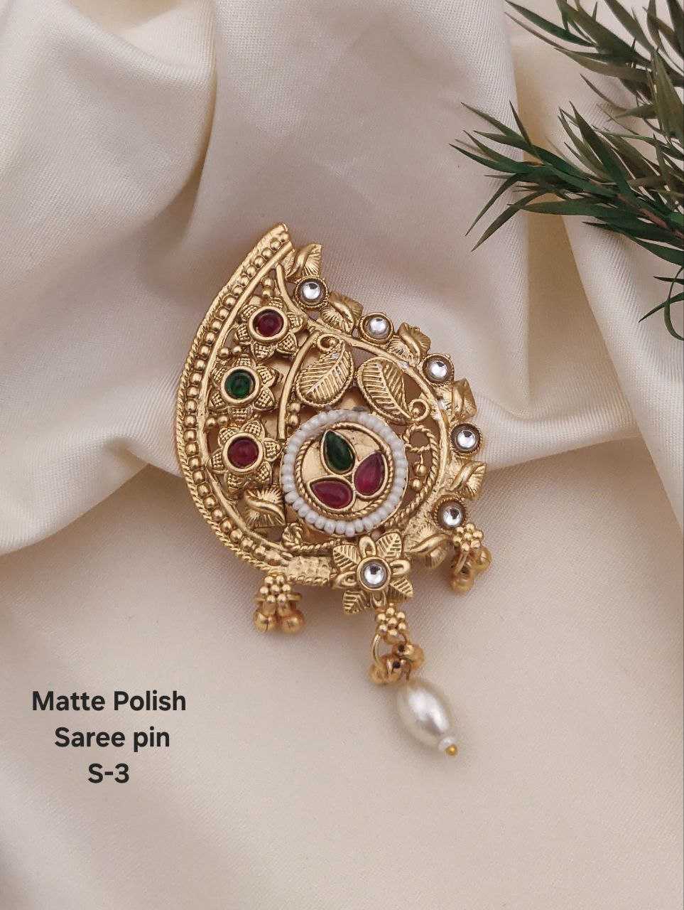Ynf Brass KESH193 Womens Jewellery Wholesale Antique Saree Pins Silver Saree Pin Manufacturer