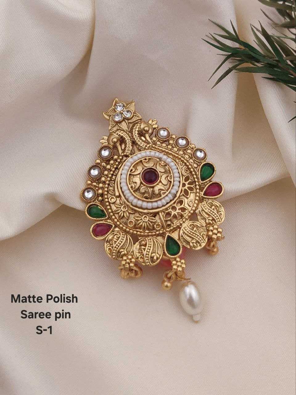 Ynf Brass KESH193 Womens Jewellery Wholesale Antique Saree Pins Silver Saree Pin Manufacturer