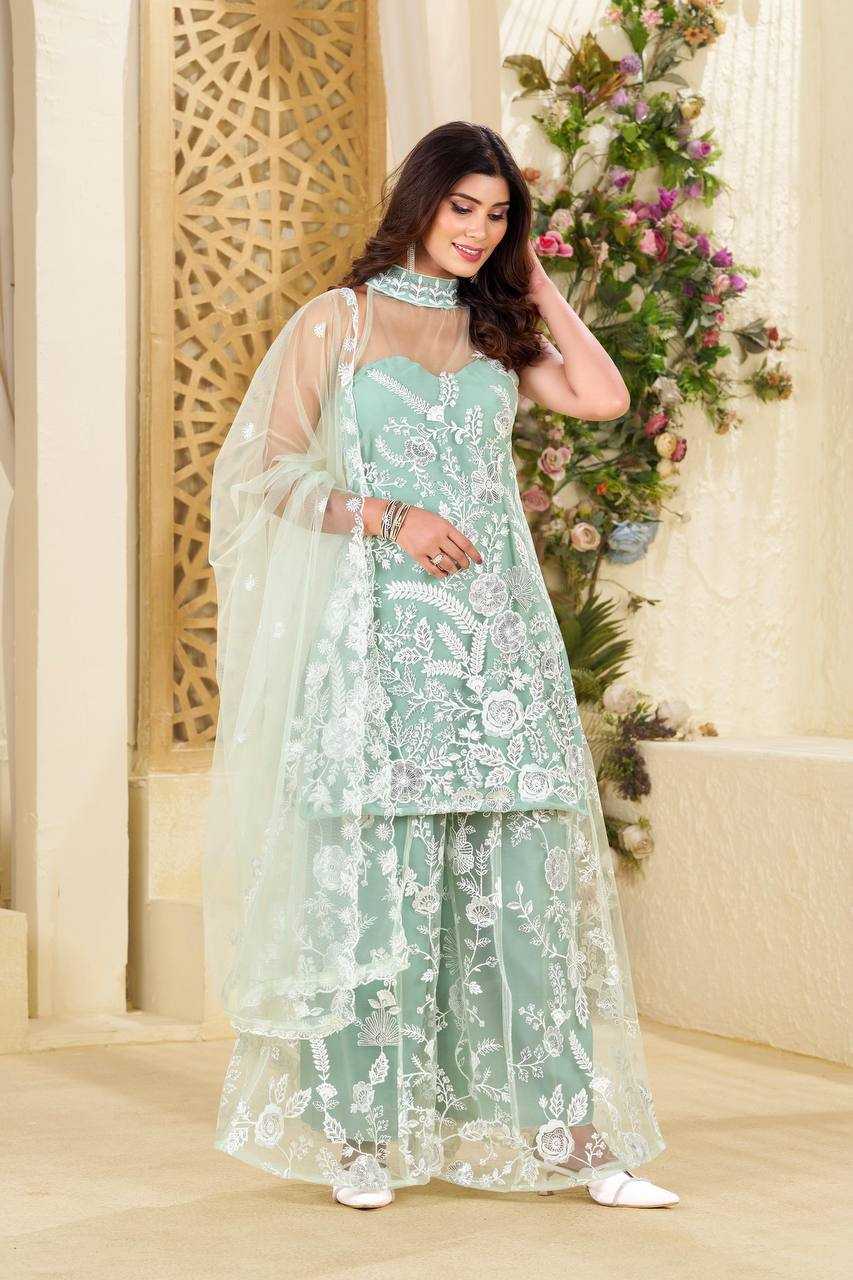 Ynf Butterfly Net RIN141 1945 Suits & Dresses Wedding Collections Festive Collections Wholesale Embroidery Suits Palazzo Suit Net Suit Manufacturer