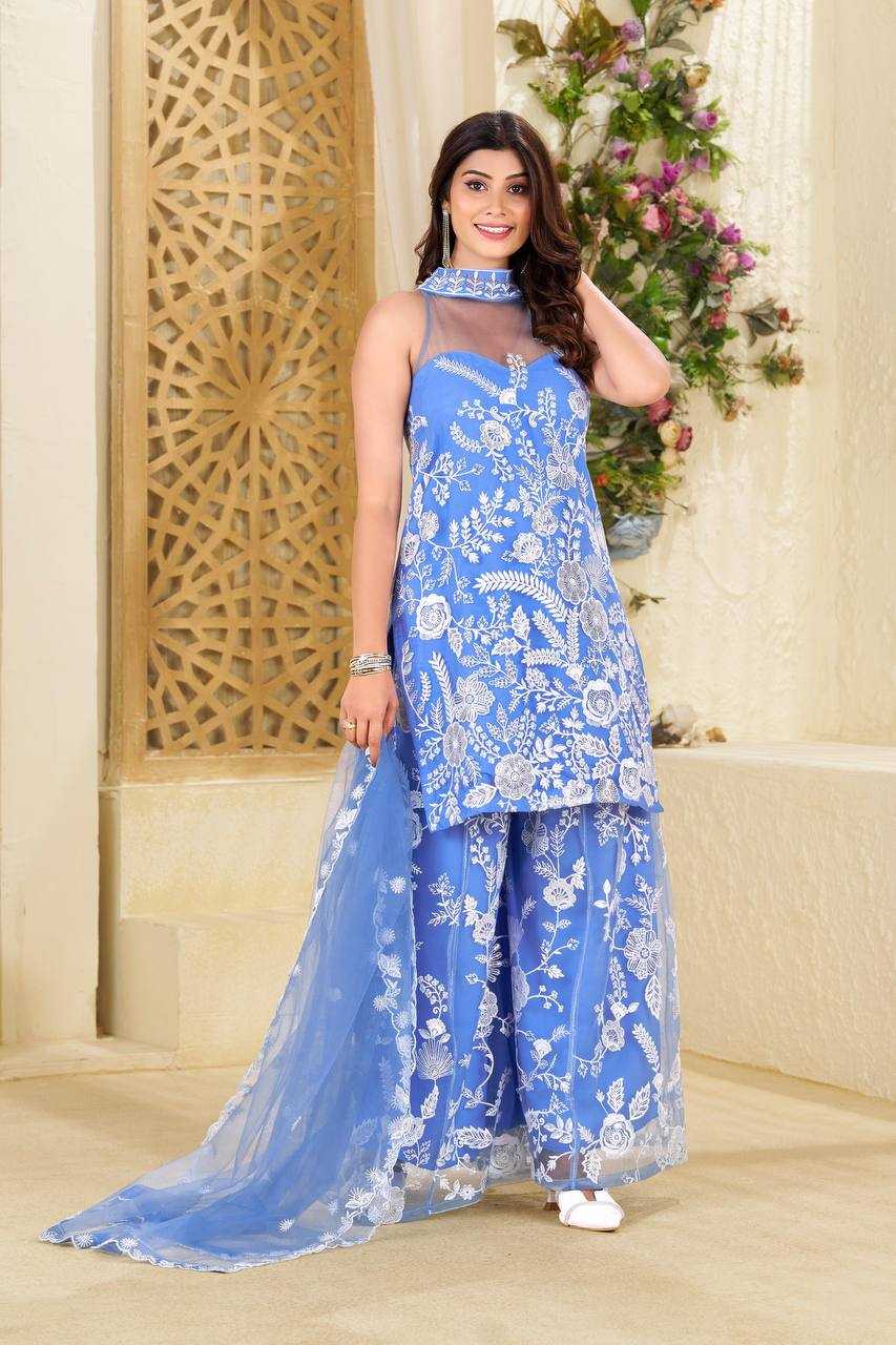 Ynf Butterfly Net RIN141 1945 Suits & Dresses Wedding Collections Festive Collections Wholesale Embroidery Suits Palazzo Suit Net Suit Manufacturer