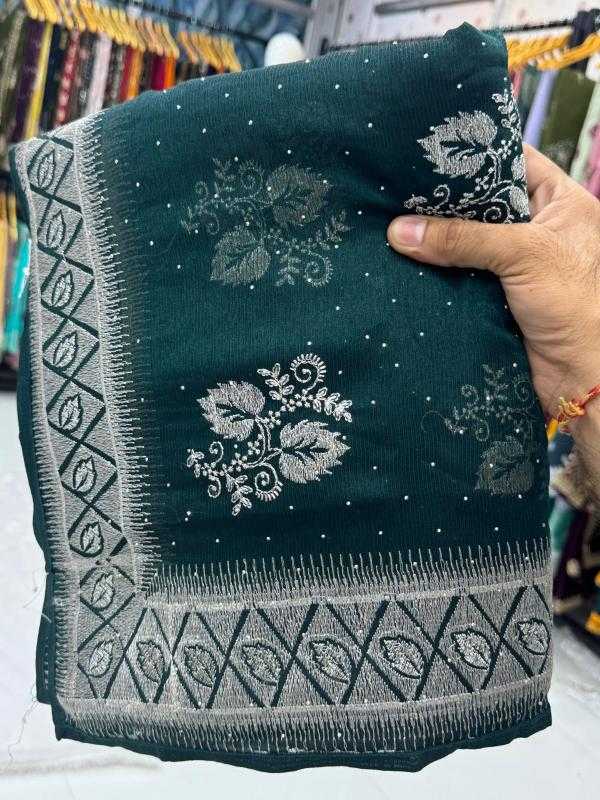 Ynf Chiffon KESH114 4153 Sarees Wedding Collections Festive Collections Wholesale Embroidered Sarees Stone Work Saree Zari Border Sarees Manufacturer