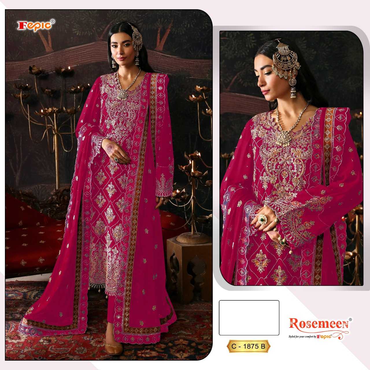 Ynf Chinon KESH446 FEPIC-ROSEMEEN-1875 Suits & Dresses Wedding Collections Wholesale Embroidery Suits Designer Suits Handwork Suits Manufacturer