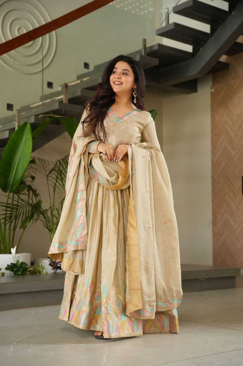 Ynf Chinon KESH491 9229 Gowns Wedding Collections Festive Collections Wholesale Embroidery Gowns Gown With Dupatta Sequin Gowns Manufacturer