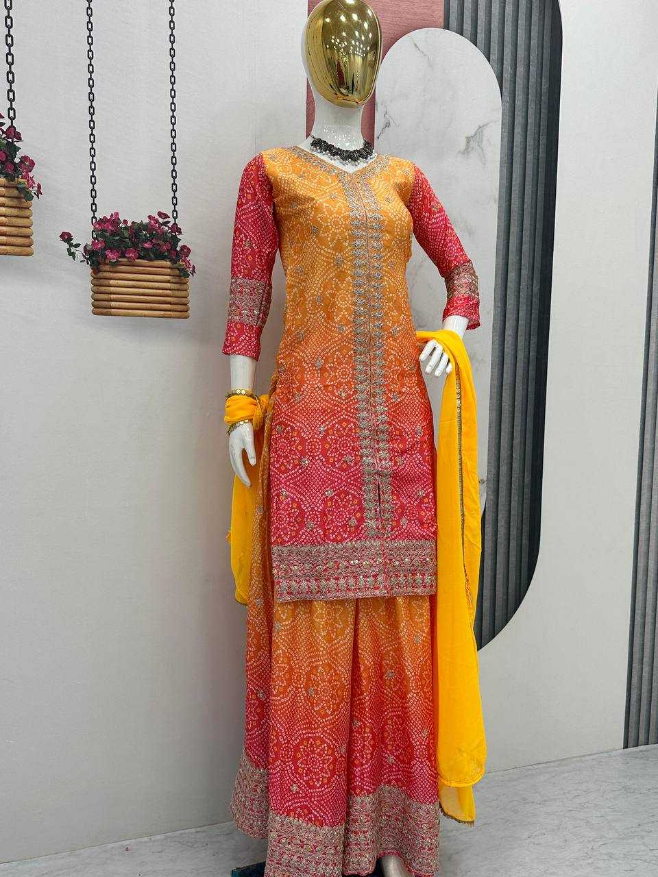 Ynf Chinon KESH496 021 Suits & Dresses Wholesale Sharara Salwar Suits Printed Suits Party wear suits Manufacturer