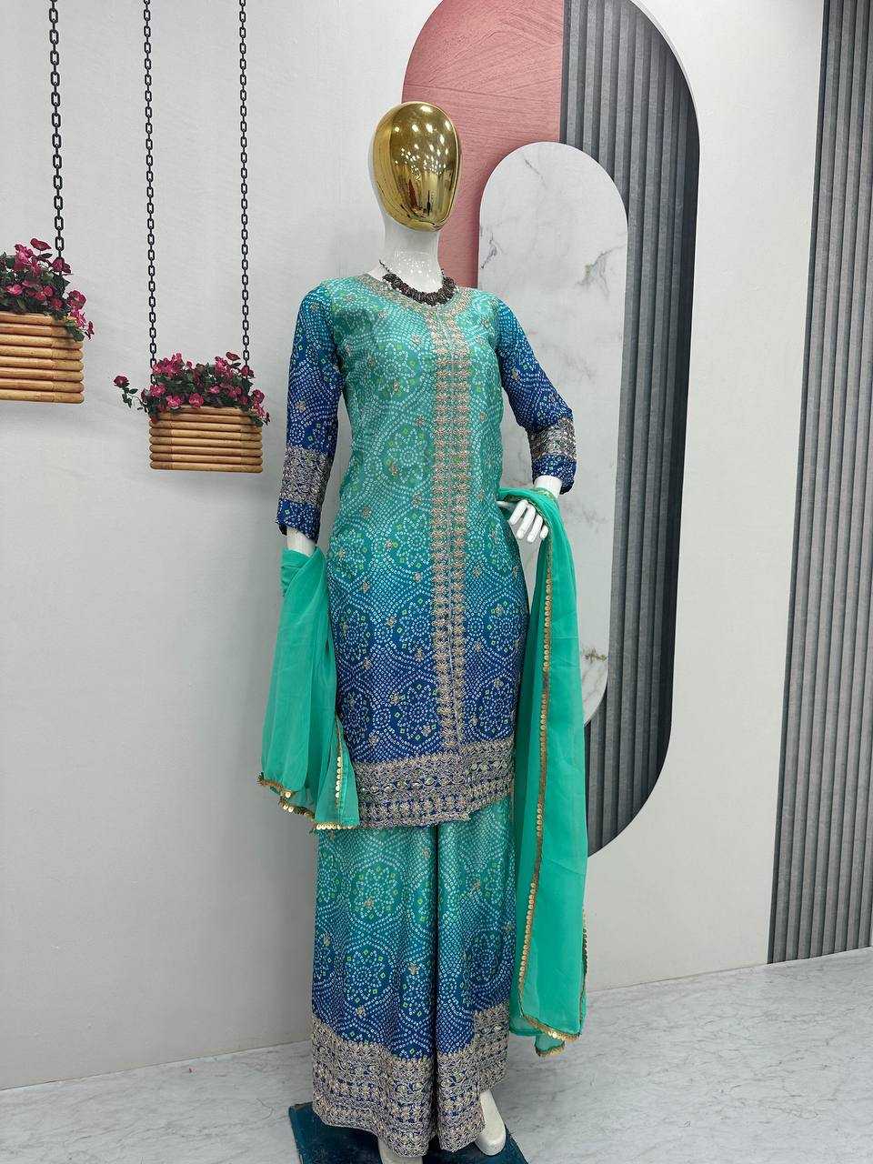 Ynf Chinon KESH496 021 Suits & Dresses Wholesale Sharara Salwar Suits Printed Suits Party wear suits Manufacturer