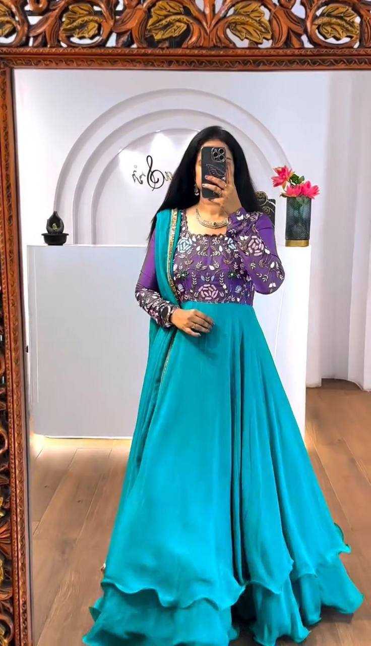 Ynf Chinon KESH496 512 Gowns Wholesale Printed Gowns Fancy Gowns Embroidery Gowns Manufacturer