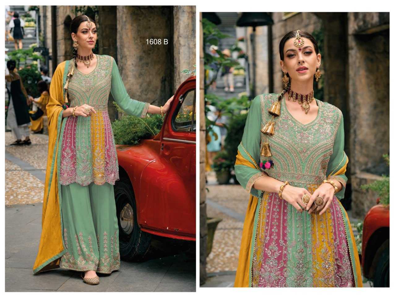 Ynf Chinon KESH504 1608 Suits & Dresses Wholesale Sharara Salwar Suits Embroidery Suits Semi-Stitched Suits Manufacturer