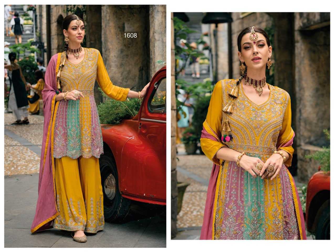 Ynf Chinon KESH504 1608 Suits & Dresses Wholesale Sharara Salwar Suits Embroidery Suits Semi-Stitched Suits Manufacturer