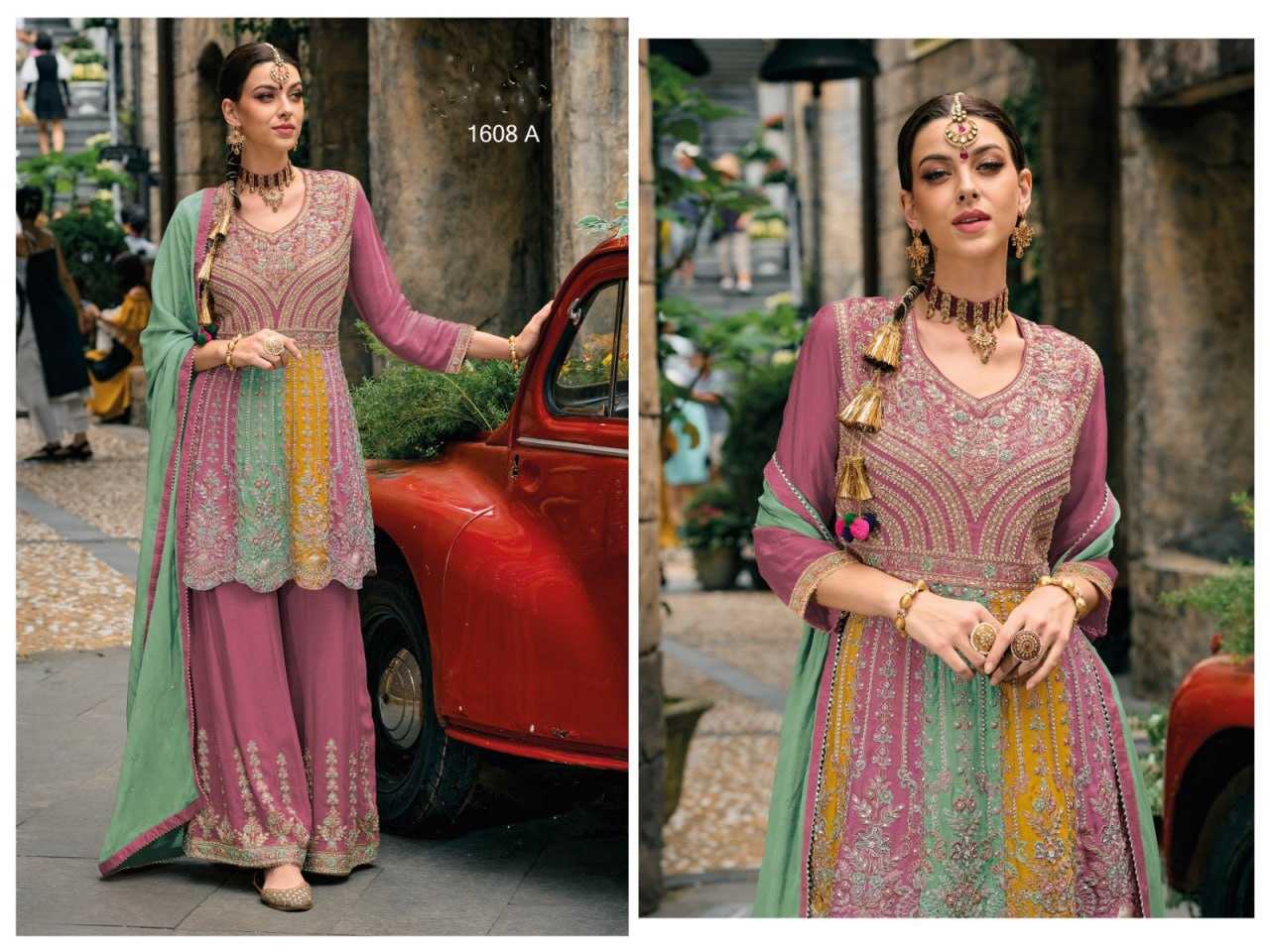Ynf Chinon KESH504 1608 Suits & Dresses Wholesale Sharara Salwar Suits Embroidery Suits Semi-Stitched Suits Manufacturer