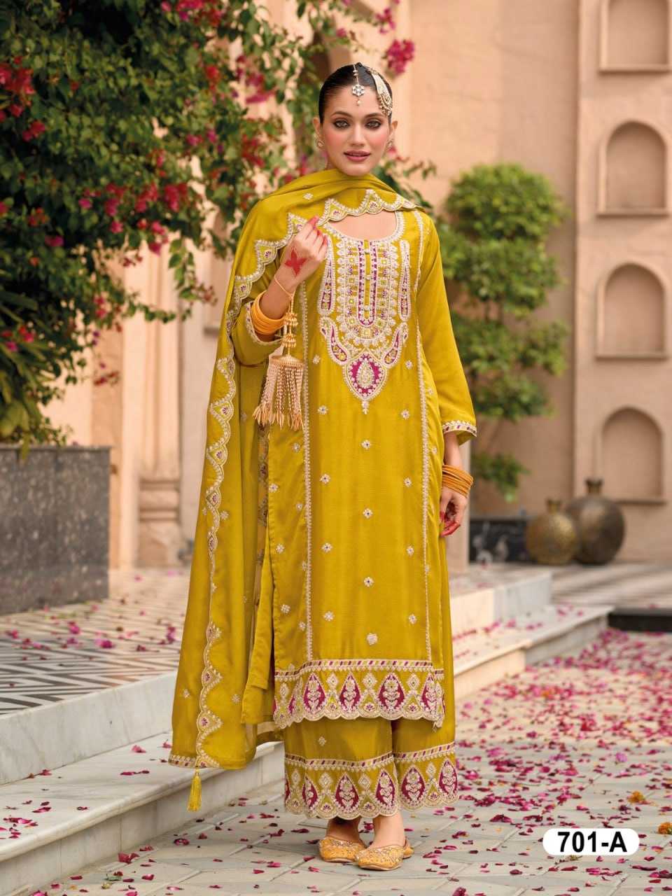 Ynf Chinon KESH504 701 Suits & Dresses Wholesale Ladies Suits Embroidery Suits Palazzo Suit Punjabi Suit Manufacturer