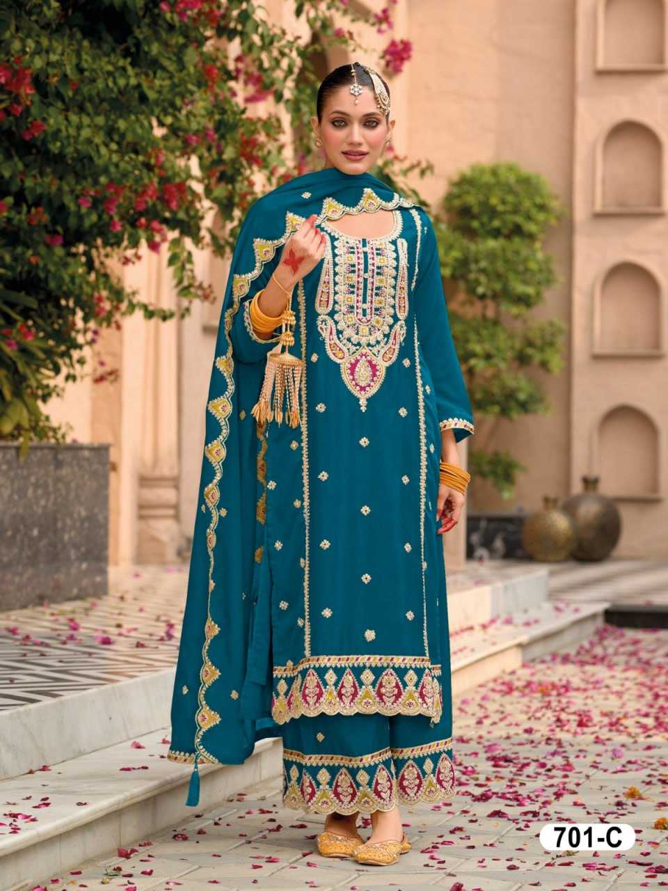 Ynf Chinon KESH504 701 Suits & Dresses Wholesale Ladies Suits Embroidery Suits Palazzo Suit Punjabi Suit Manufacturer
