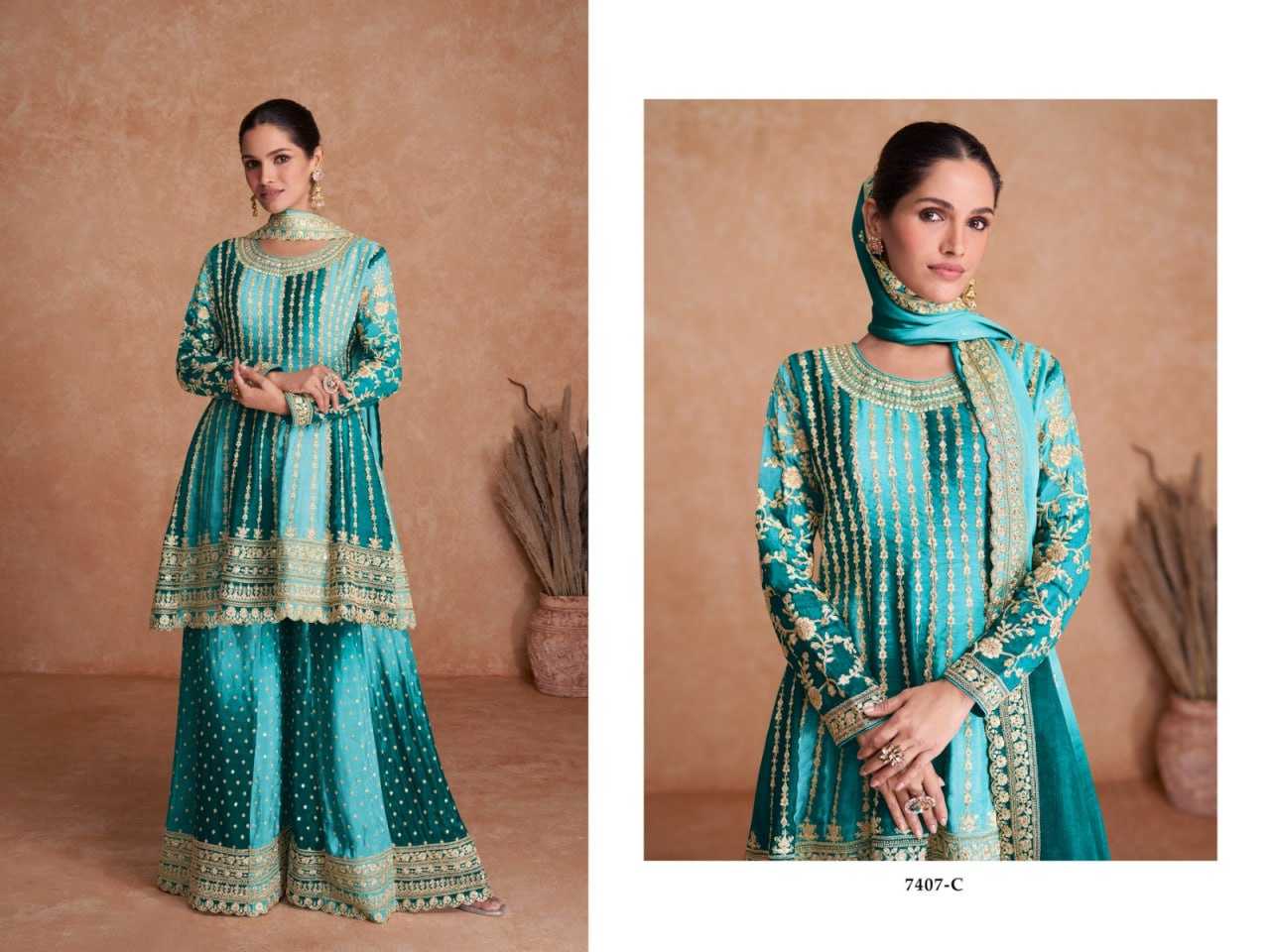 Ynf Chinon KESH504 7407 Suits & Dresses Wedding Collections Festive Collections Wholesale Sharara Salwar Suits Embroidery Suits Designer Suits Manufacturer