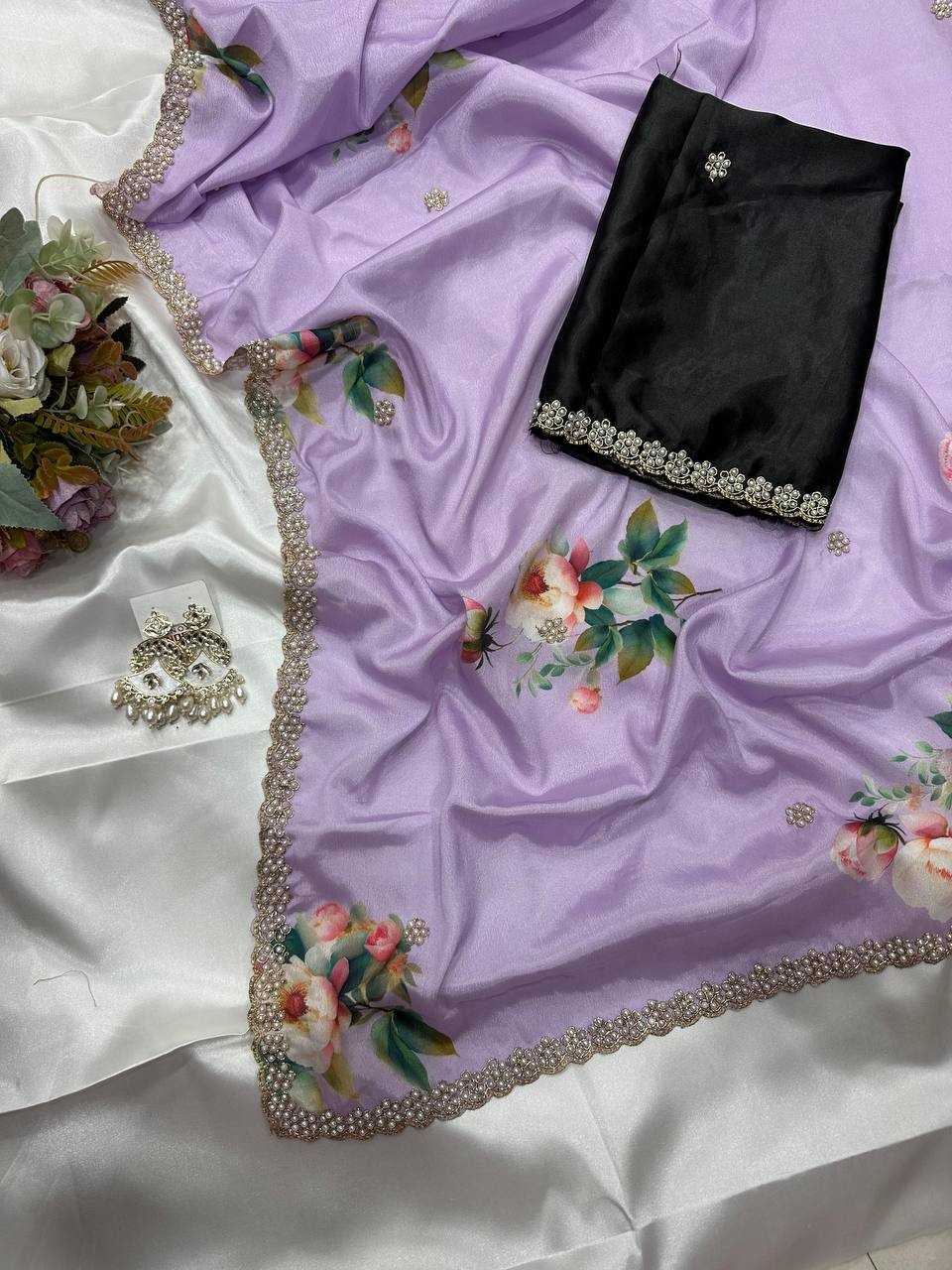 Ynf Chinon KESH509 demanded Sarees Wedding Collections Festive Collections Wholesale Printed Sarees Embroidered Sarees Sarees With Blouse Manufacturer