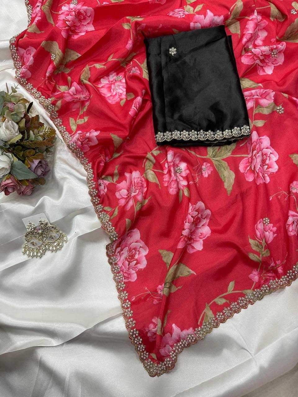 Ynf Chinon KESH509 demanded Sarees Wedding Collections Festive Collections Wholesale Printed Sarees Embroidered Sarees Sarees With Blouse Manufacturer
