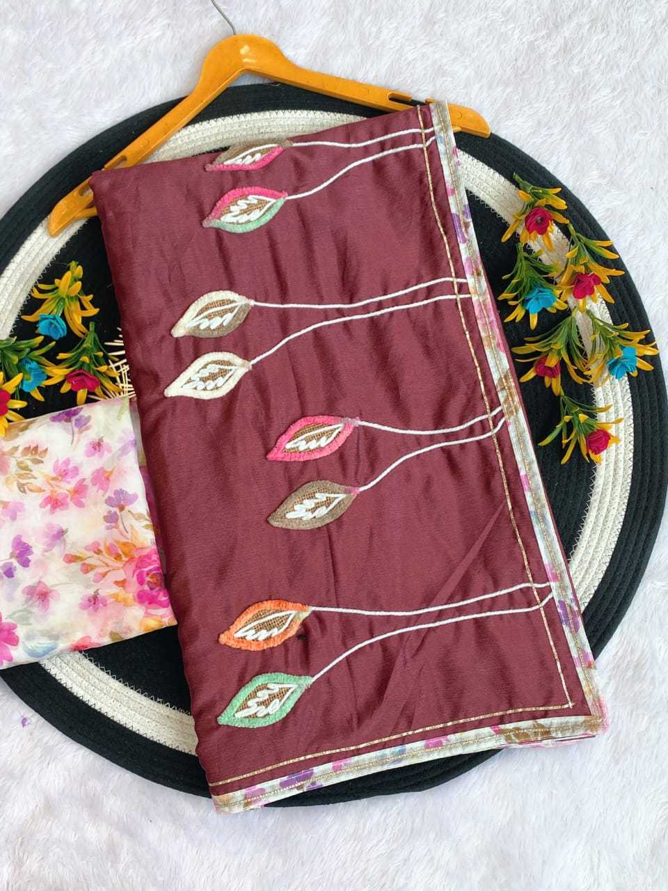 Ynf Chinon KESH514 146 Sarees Wholesale Party Wear Sarees Hand Work Sarees Manufacturer