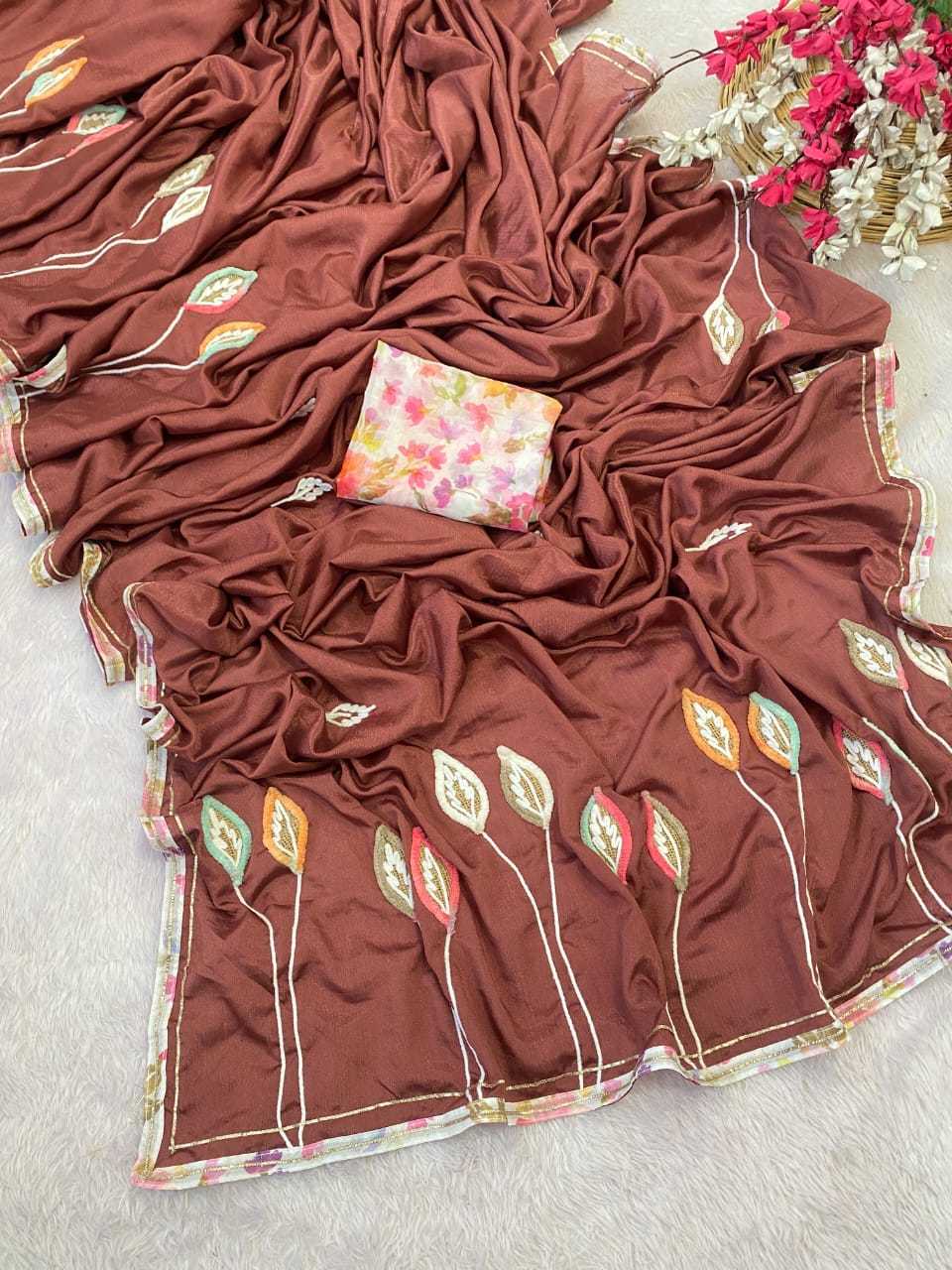 Ynf Chinon KESH514 146 Sarees Wholesale Party Wear Sarees Hand Work Sarees Manufacturer