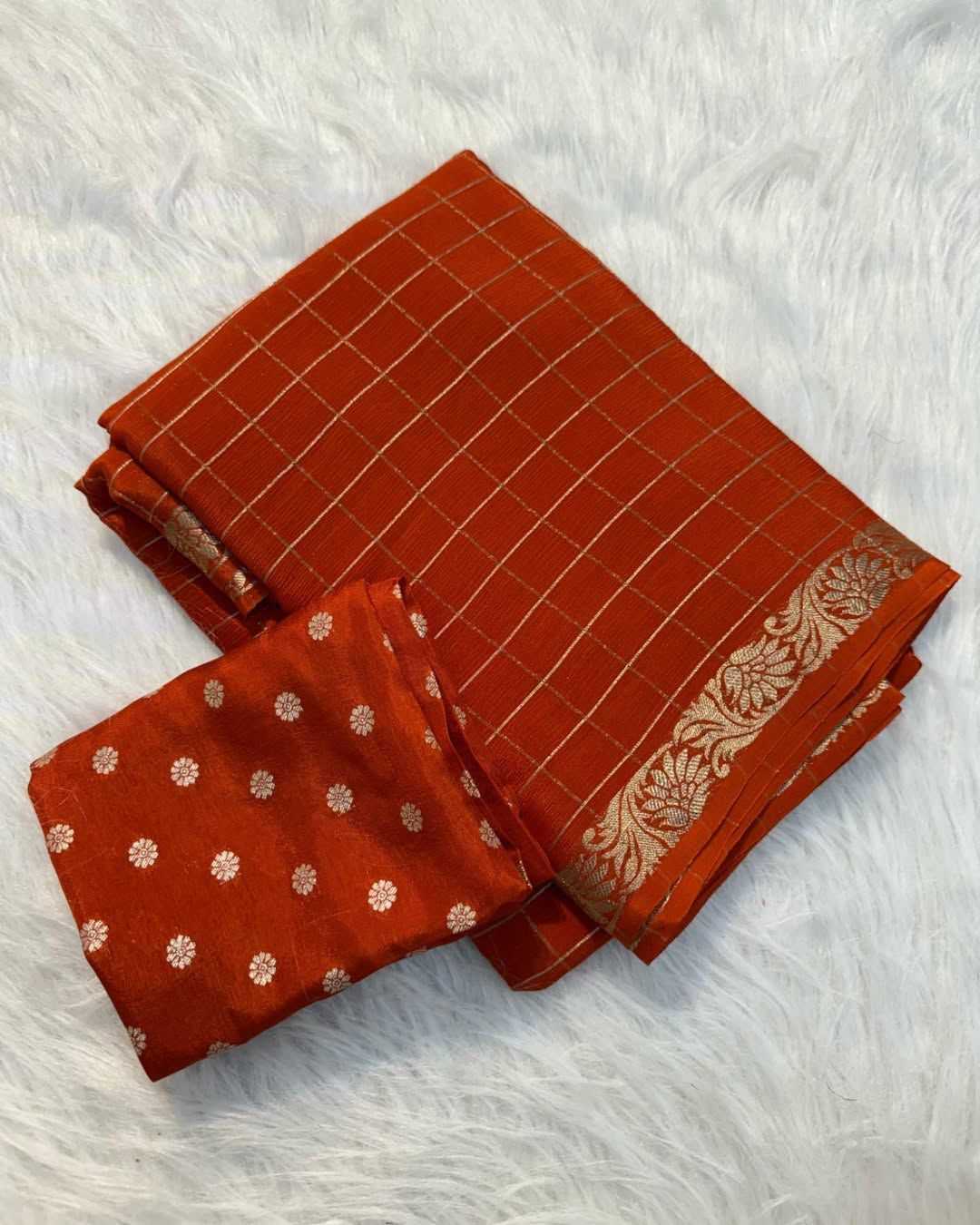 Ynf Chinon RIN178 Chex Chinnon Viscose Sarees Wedding Collections Festive Collections Wholesale Party Wear Sarees Jacquard Saree Viscose Saree Manufacturer