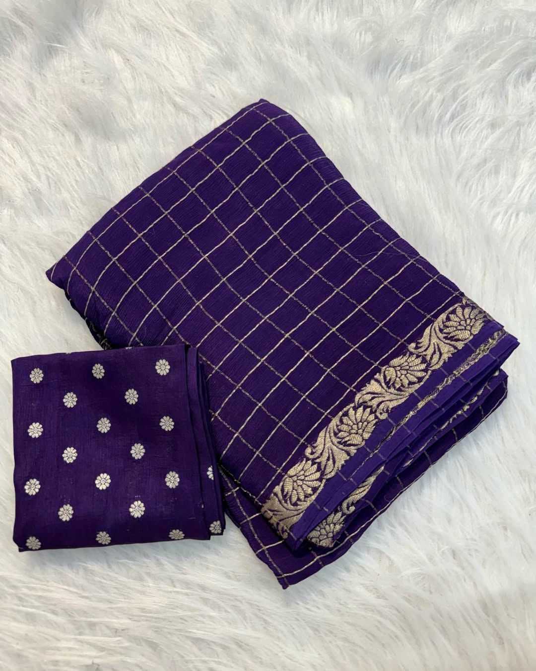Ynf Chinon RIN178 Chex Chinnon Viscose Sarees Wedding Collections Festive Collections Wholesale Party Wear Sarees Jacquard Saree Viscose Saree Manufacturer