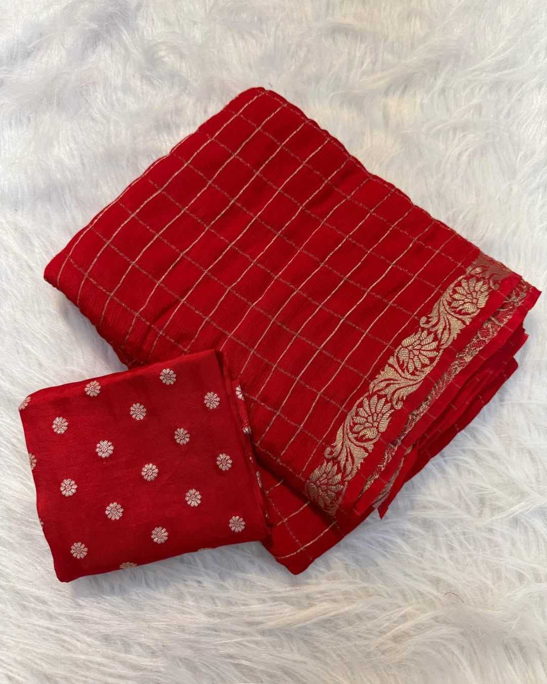 Ynf Chinon RIN178 Chex Chinnon Viscose Sarees Wedding Collections Festive Collections Wholesale Party Wear Sarees Jacquard Saree Viscose Saree Manufacturer