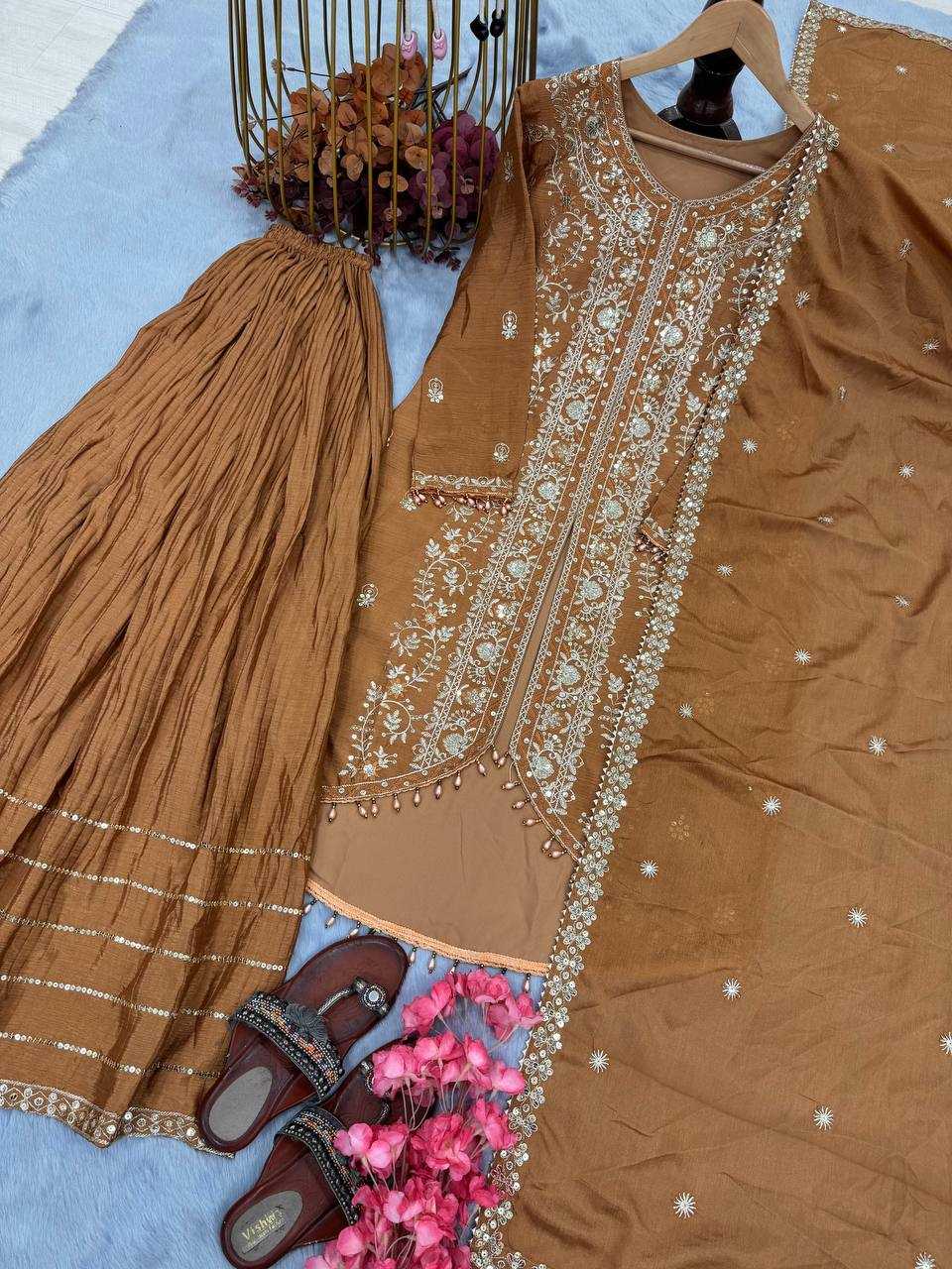 Ynf Chinon Silk KESH141 1095 Suits & Dresses Wholesale Palazzo Suit Wedding Suits Designer Suits Manufacturer