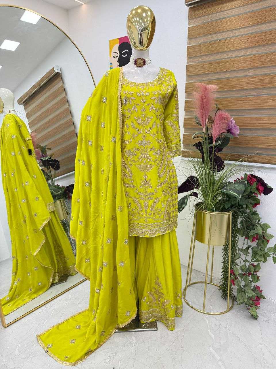 Ynf Chinon Silk KESH158 10091 Suits & Dresses Wedding Collections Festive Collections Wholesale Sharara Salwar Suits Embroidery Suits Ladies Silk Suit Manufacturer