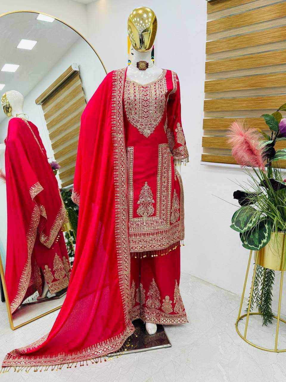 Ynf Chinon Silk KESH158 10092 Suits & Dresses Wedding Collections Festive Collections Wholesale Embroidery Suits Ladies Silk Suit Designer Suits Manufacturer
