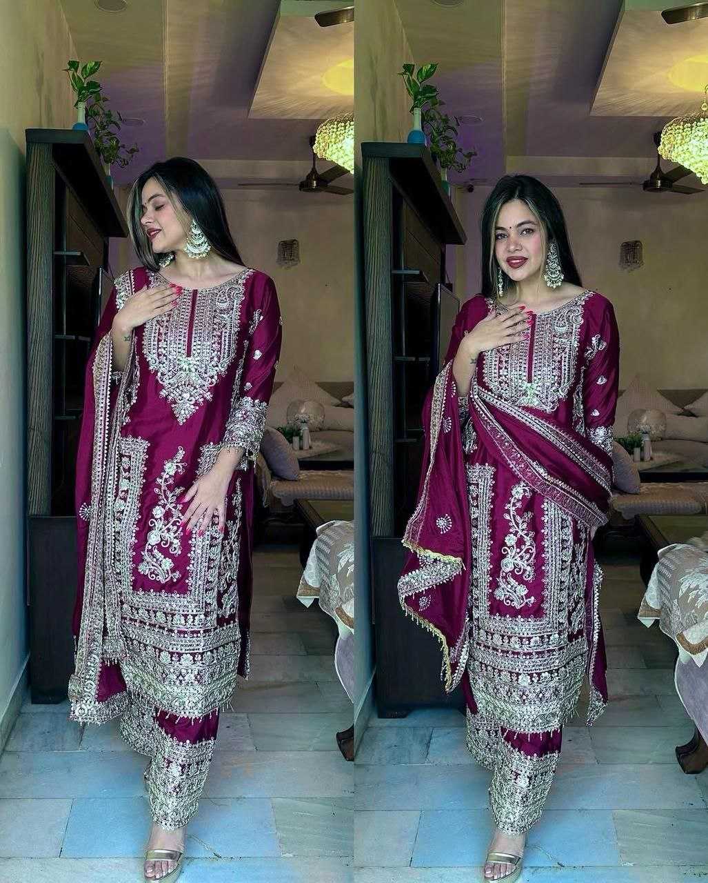 Ynf Chinon Silk KESH158 8996 Suits & Dresses Wedding Collections Festive Collections Wholesale Ladies Silk Suit Designer Suits Wedding Outfits Manufacturer