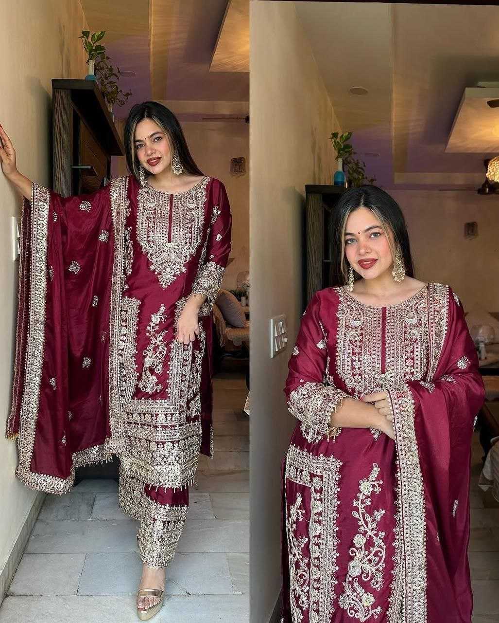 Ynf Chinon Silk KESH158 8996 Suits & Dresses Wedding Collections Festive Collections Wholesale Ladies Silk Suit Designer Suits Wedding Outfits Manufacturer