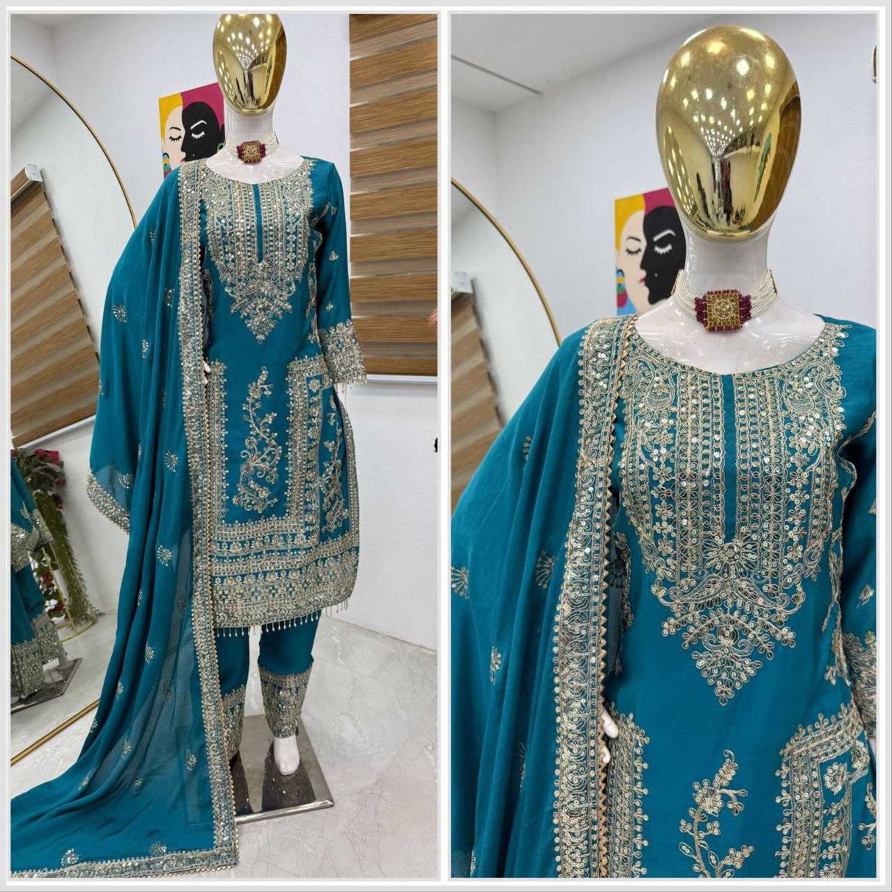Ynf Chinon Silk KESH158 8996 Suits & Dresses Wedding Collections Festive Collections Wholesale Ladies Silk Suit Designer Suits Wedding Outfits Manufacturer
