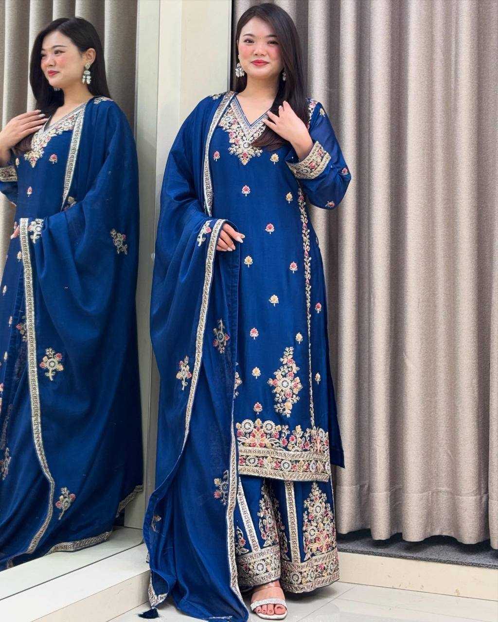 Ynf Chinon Silk KESH158 9026 Suits & Dresses Wedding Collections Festive Collections Wholesale Sharara Salwar Suits Ladies Silk Suit Wedding Outfits Manufacturer