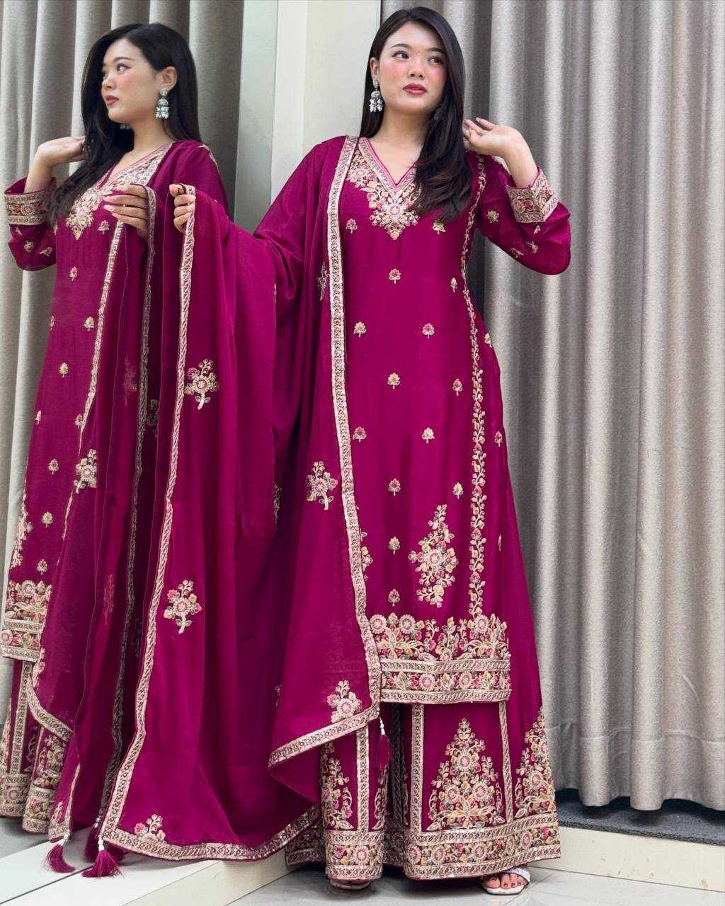 Ynf Chinon Silk KESH158 9026 Suits & Dresses Wedding Collections Festive Collections Wholesale Sharara Salwar Suits Ladies Silk Suit Wedding Outfits Manufacturer