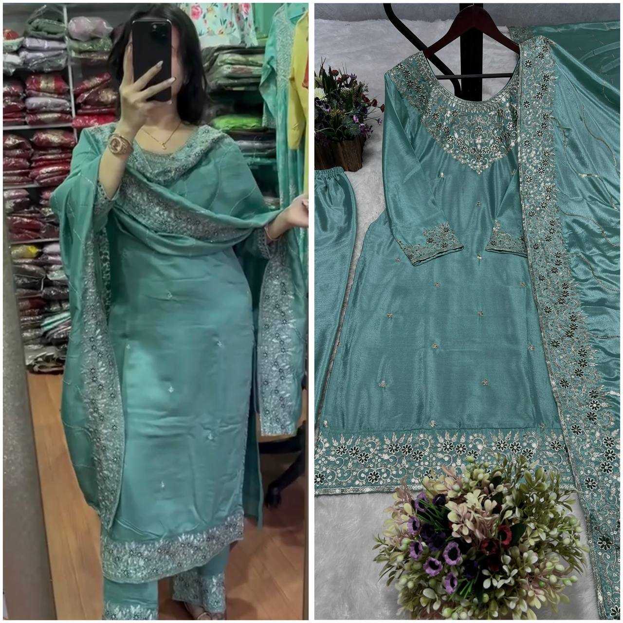 Ynf Chinon Silk KESH159 1030 Kurti Wholesale Fancy Kurti Embroidered Kurtis Silk Kurtis Manufacturer