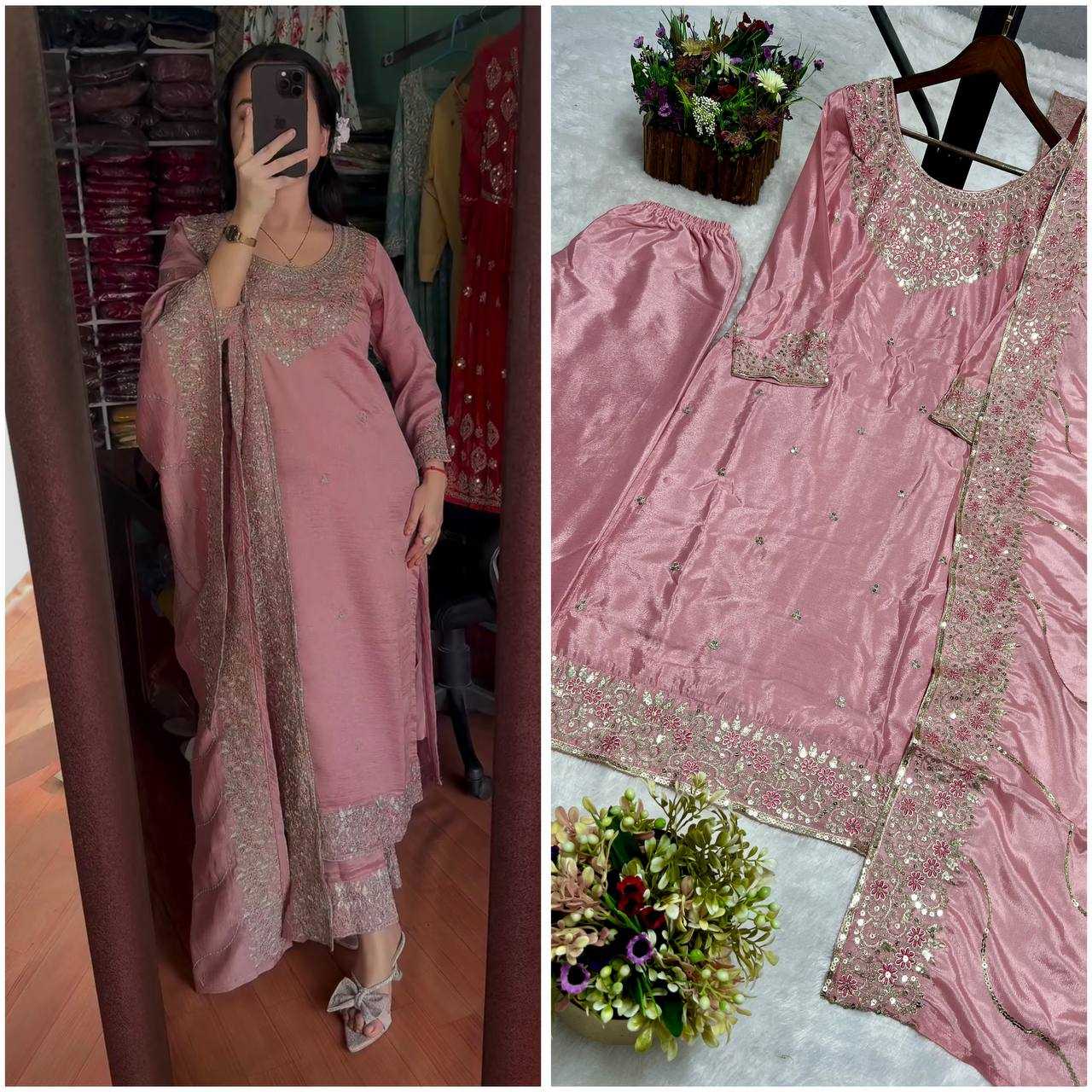 Ynf Chinon Silk KESH159 1030 Kurti Wholesale Fancy Kurti Embroidered Kurtis Silk Kurtis Manufacturer