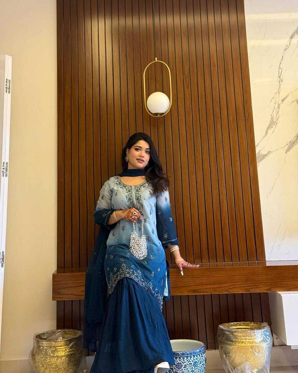 Ynf Chinon Silk KESH492 1370 Suits & Dresses Wedding Collections Festive Collections Wholesale Sharara Salwar Suits Printed Suits Ladies Silk Suit Manufacturer