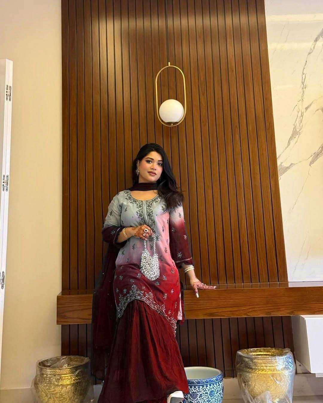 Ynf Chinon Silk KESH492 1370 Suits & Dresses Wedding Collections Festive Collections Wholesale Sharara Salwar Suits Printed Suits Ladies Silk Suit Manufacturer