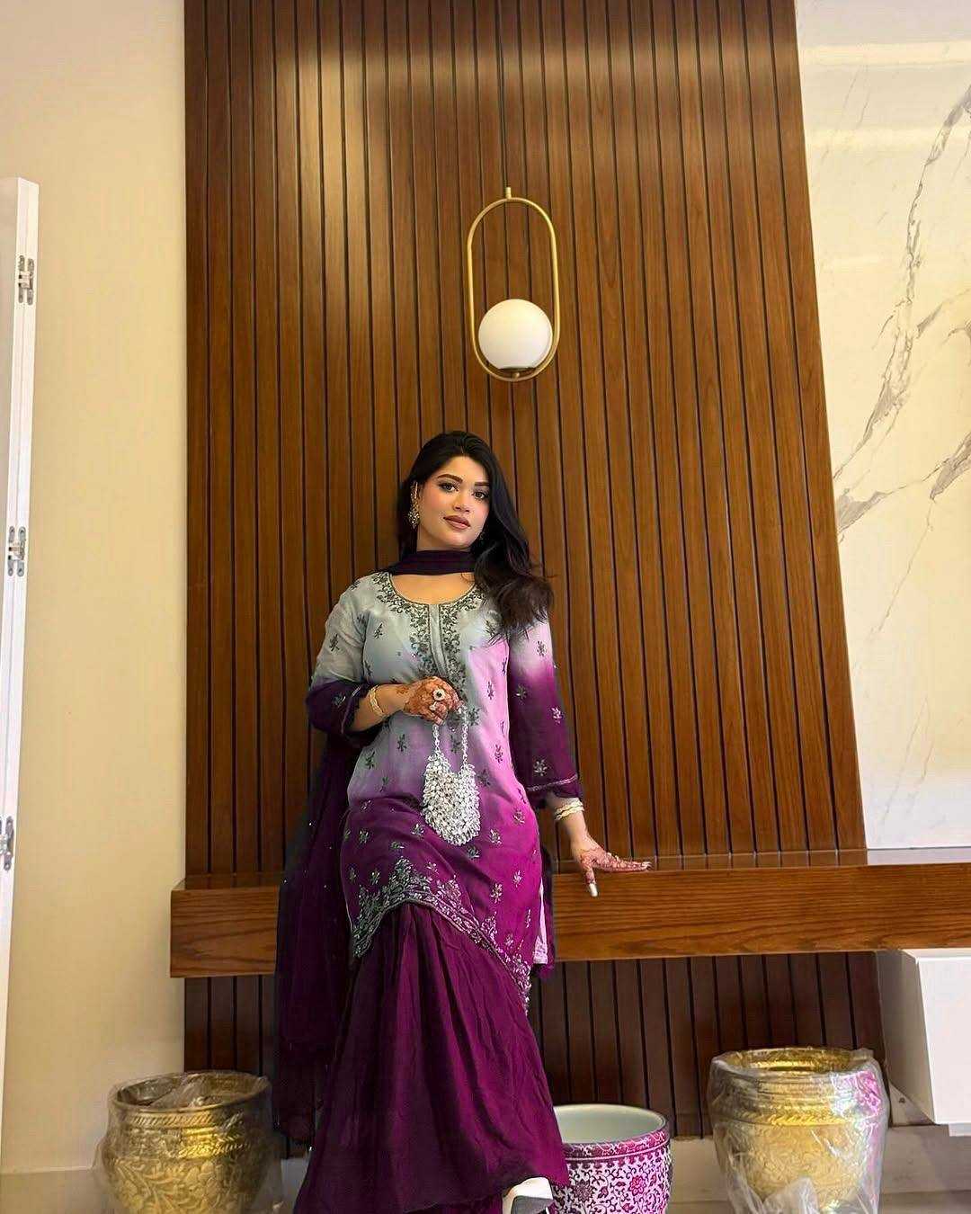 Ynf Chinon Silk KESH492 1370 Suits & Dresses Wedding Collections Festive Collections Wholesale Sharara Salwar Suits Printed Suits Ladies Silk Suit Manufacturer