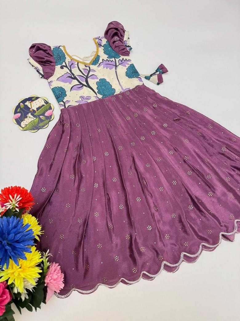 Ynf Chinon Silk KESH493 Arco Kids Wear Wholesale Kids Gown Kids Ethnic Gowns Manufacturer