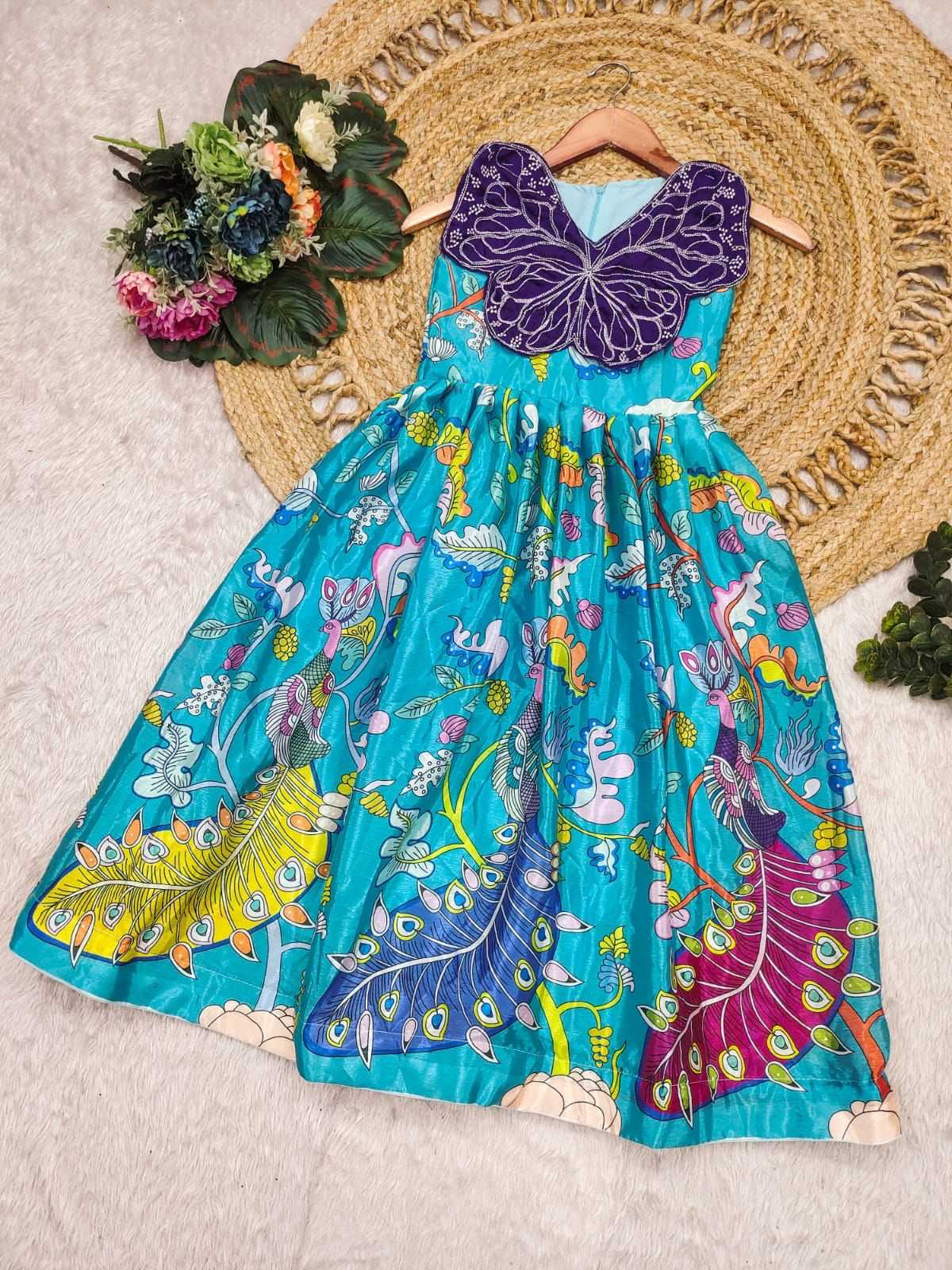 Ynf Chinon Silk KESH493 Siqwons Kids Wear Wholesale Kids Gown Kids Ethnic Gowns Manufacturer