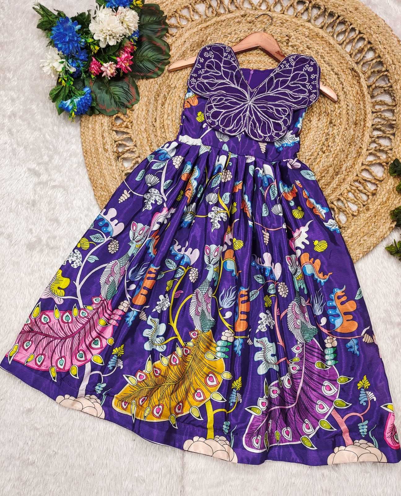 Ynf Chinon Silk KESH493 Siqwons Kids Wear Wholesale Kids Gown Kids Ethnic Gowns Manufacturer
