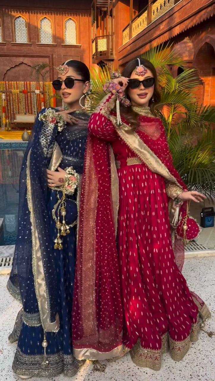 Ynf Chinon Silk KESH496 039 Gowns Wedding Collections Wholesale Party Wear Gowns Designer Gowns Sangeet Outfits Manufacturer