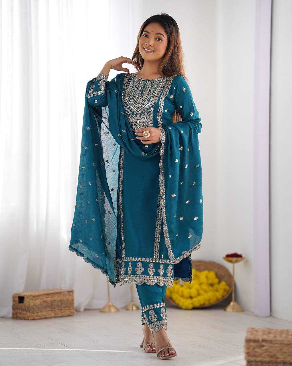 Ynf Chinon Silk KESH499 5001 Suits & Dresses Wholesale Ladies Suits Embroidery Suits Party wear suits Manufacturer