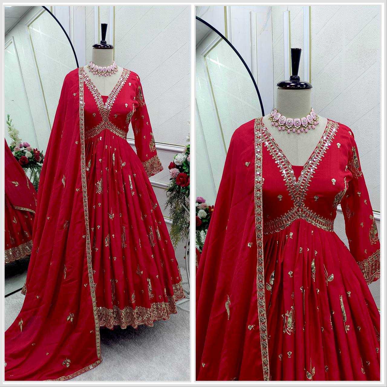 Ynf Chinon Silk KESH506 1149 Gowns Wholesale Fancy Gowns Embroidery Gowns Designer Gowns Manufacturer