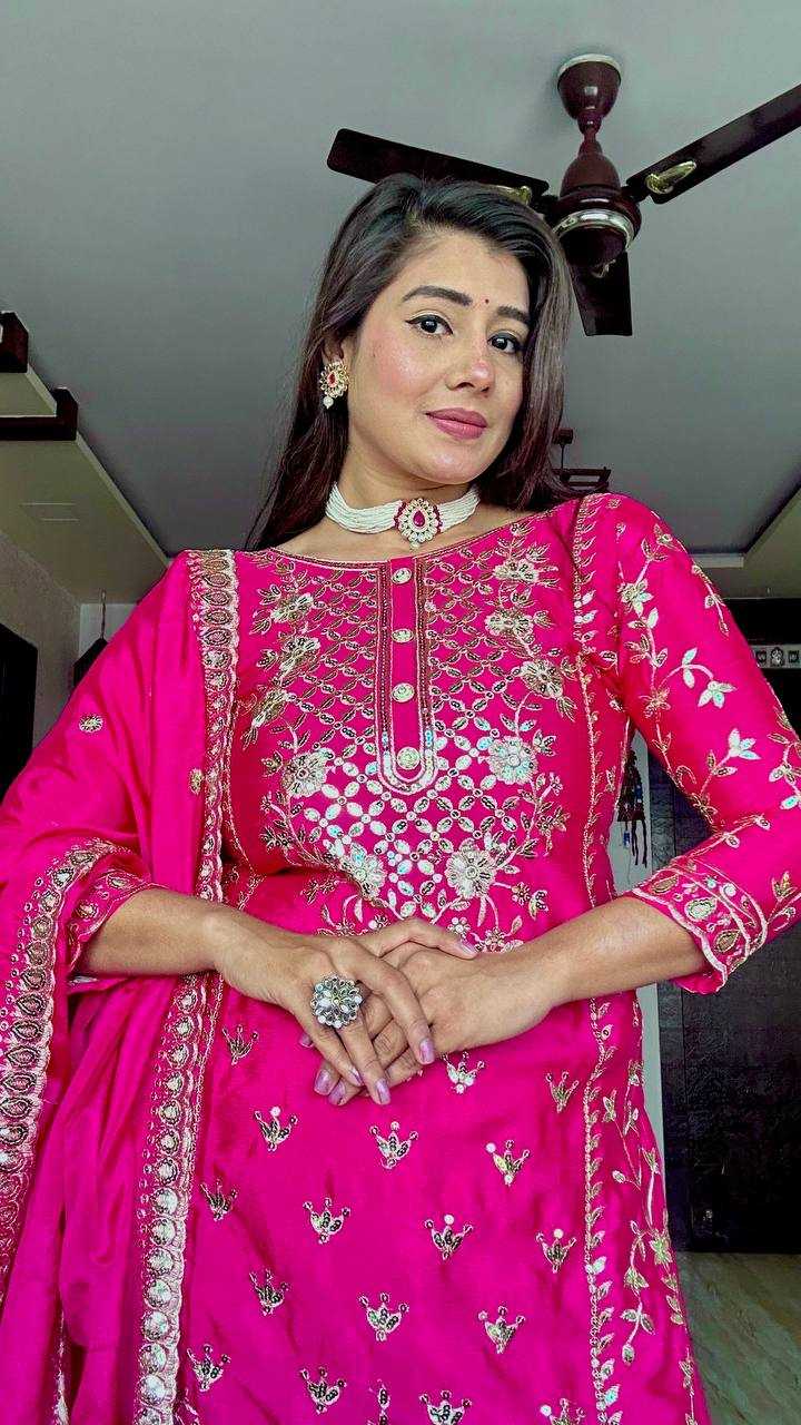Ynf Chinon Silk KESH506 1150 Suits & Dresses Wedding Collections Festive Collections Wholesale Embroidery Suits Ladies Silk Suit Designer Suits Manufacturer