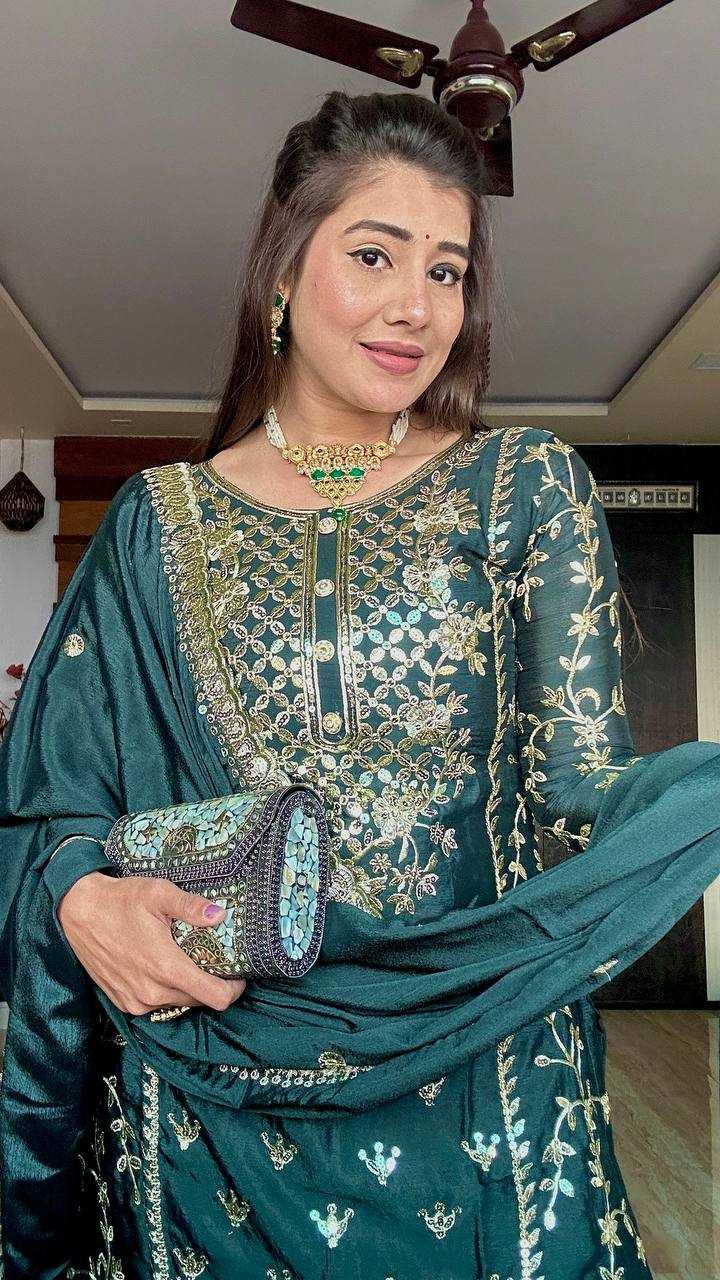 Ynf Chinon Silk KESH506 1150 Suits & Dresses Wedding Collections Festive Collections Wholesale Embroidery Suits Ladies Silk Suit Designer Suits Manufacturer