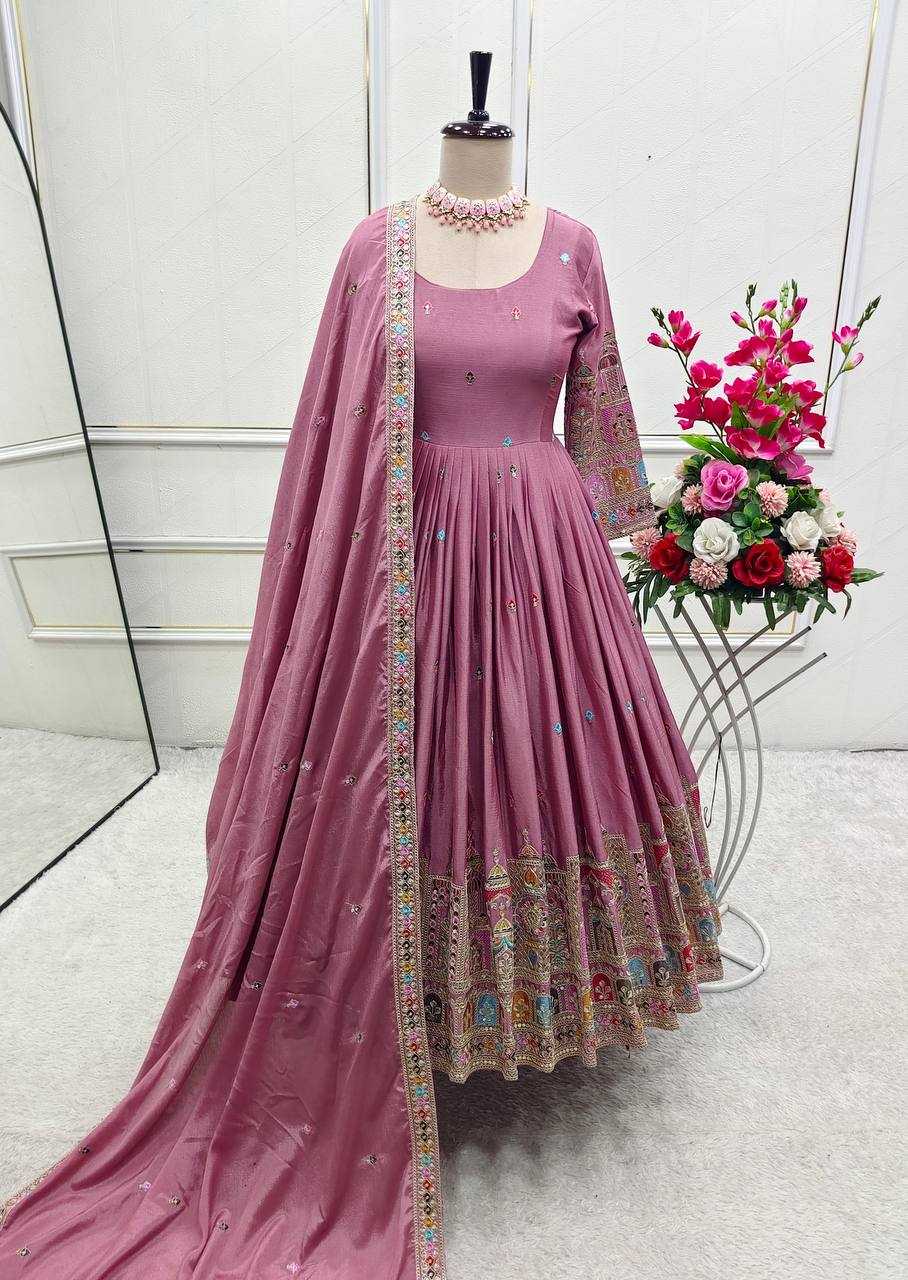 Ynf Chinon Silk KESH506 1191 Gowns Wholesale Fancy Gowns Embroidery Gowns Designer Gowns Manufacturer