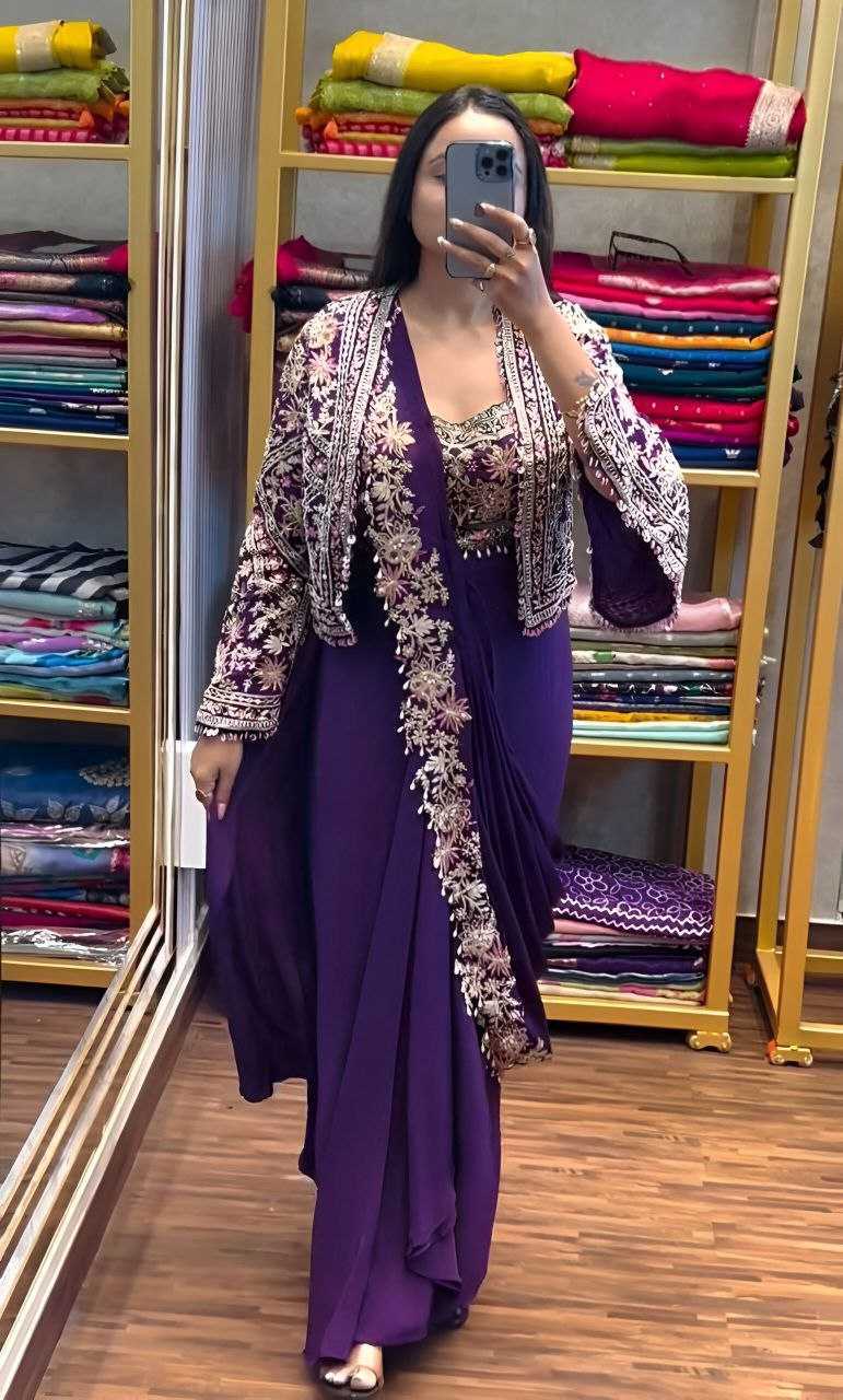 Ynf Chinon Silk KESH516 9250 Sarees Wholesale Ready To Wear Sarees Party Wear Sarees Fancy Sarees Embroidered Sarees Saree with Jacket Manufacturer