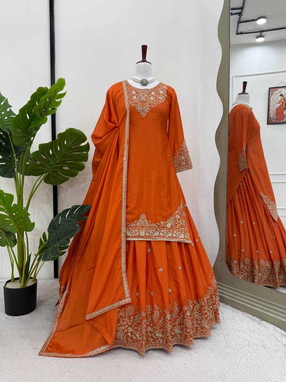 Ynf Chinon Silk RIN162 5890 Lehengas Wedding Collections Festive Collections Wholesale Designer Lehenga Silk Lehenga Wedding Outfits Manufacturer