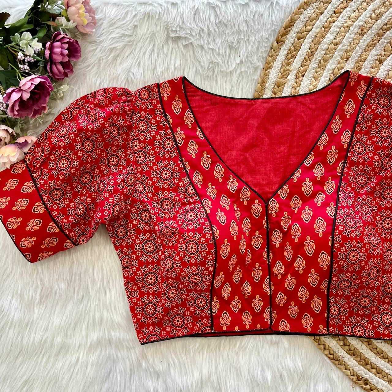 Ynf Cotton Cambric KESH426 AJRAKH PRINT Readymade Blouses Wholesale Printed Blouse Designer Blouse Cotton Blouse Manufacturer