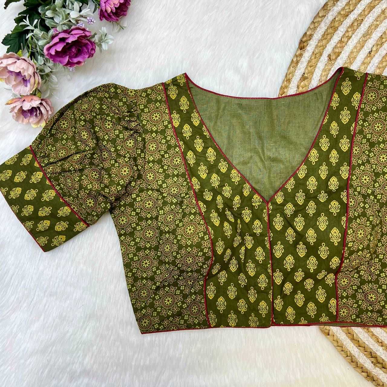 Ynf Cotton Cambric KESH426 AJRAKH PRINT Readymade Blouses Wholesale Printed Blouse Designer Blouse Cotton Blouse Manufacturer