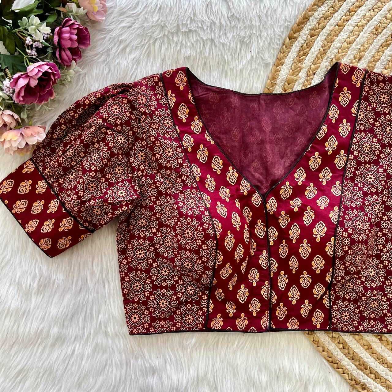 Ynf Cotton Cambric KESH426 AJRAKH PRINT Readymade Blouses Wholesale Printed Blouse Designer Blouse Cotton Blouse Manufacturer
